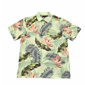 Monterey Club Mens Hawaiian Polo Shirt Large Floral Island Tropical Beach Coast